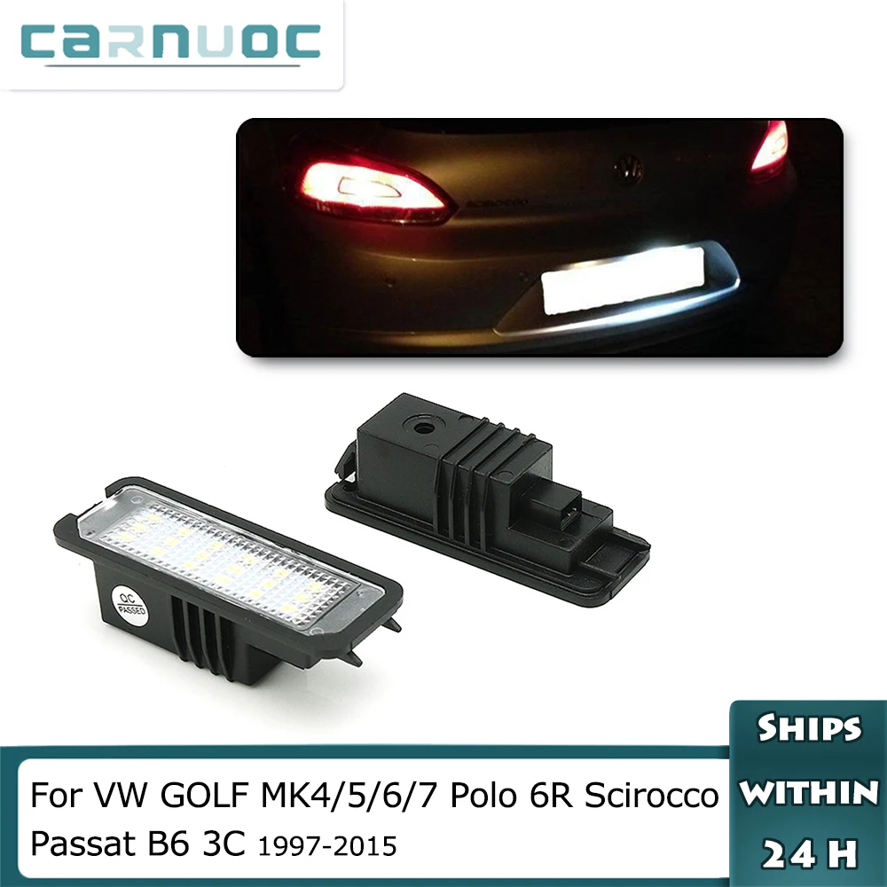 12V 3W LED Number License Plate Light Lamp Canbus No Error For VW Golf 4 5 6 7 Polo 6R Scirocco Passat B6 3c Limousine 2005-2010