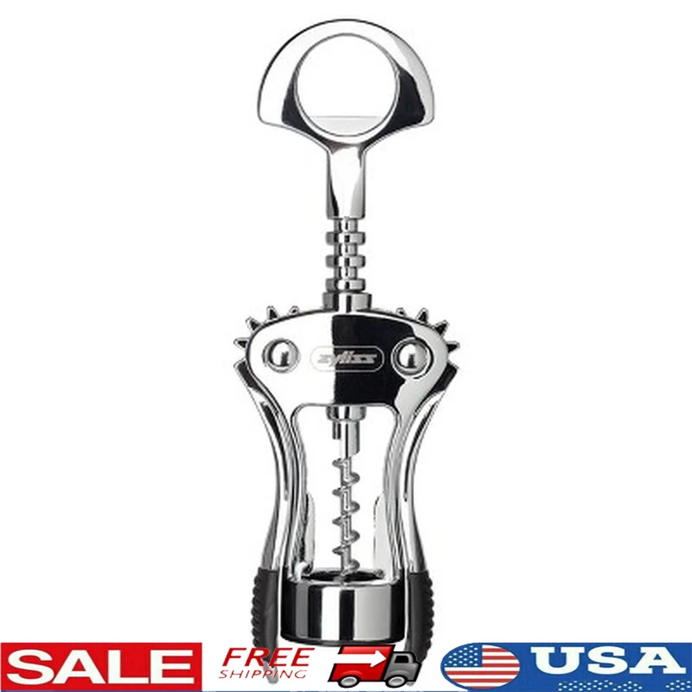 

Easy Corkscrew Wine Opener Ergonomic Tabletop Stainless Steel Durable Zinc Alloy with Built in Bottle Opener Soft Grip Handle