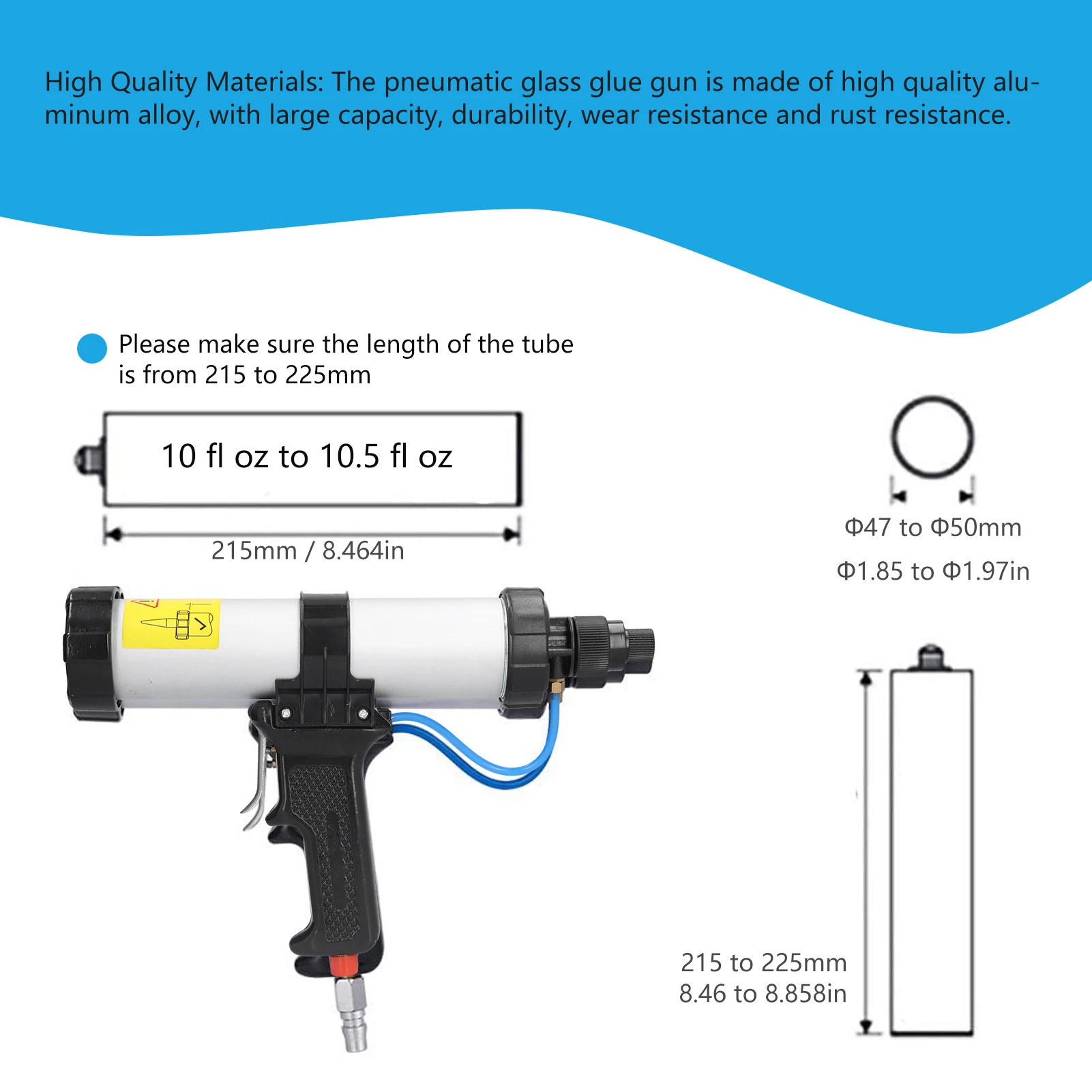 Caulking Gun Aluminum Alloy Caulking Gun Pneumatic Caulking Gun Professional Pneumatics Glue Guns with Air Pressure Regulator