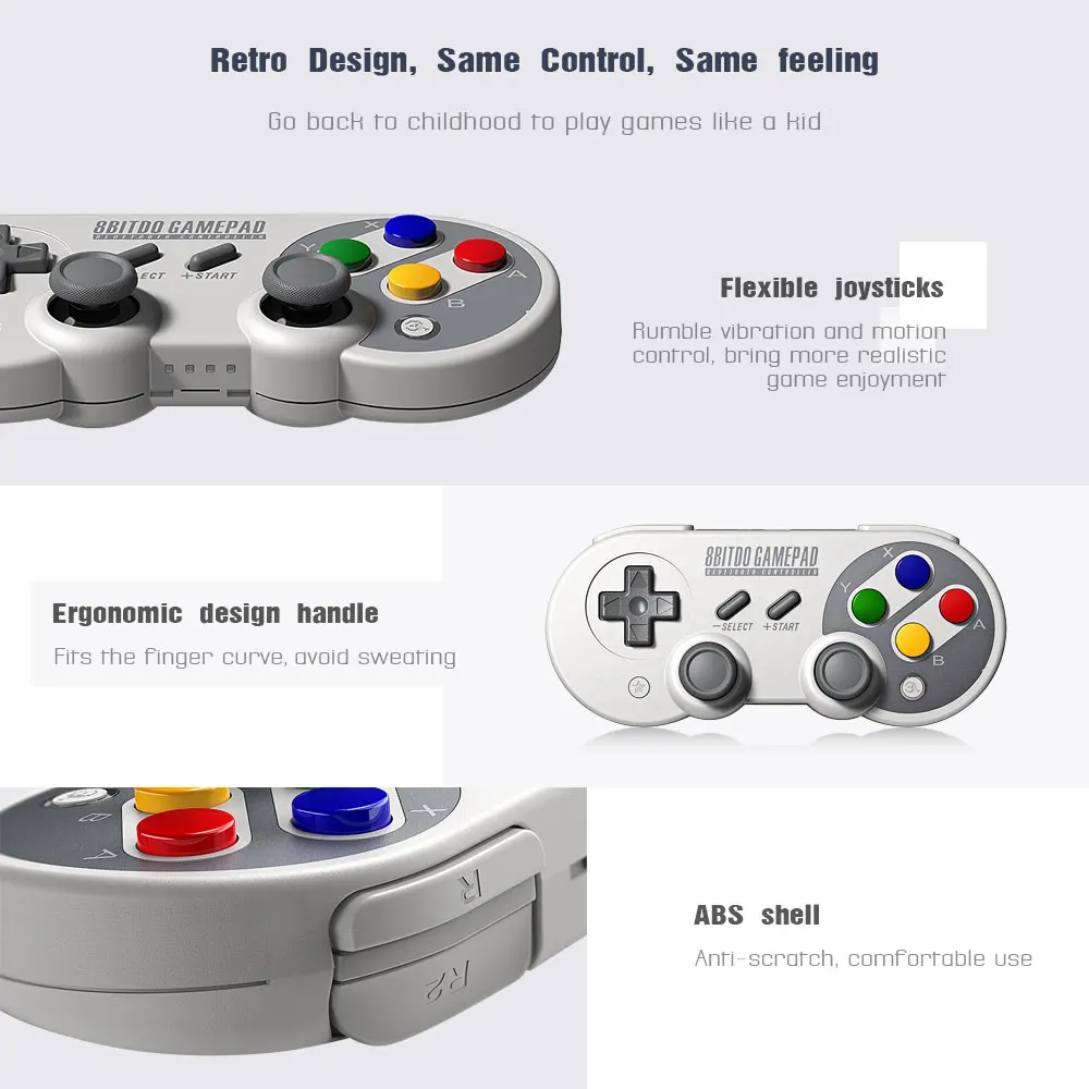 8BitDo SF30 Pro SN30 Pro Wireless Bluetooth Gamepad Controller for Windows Android macOS Nintendo Switch Steam with Joystick