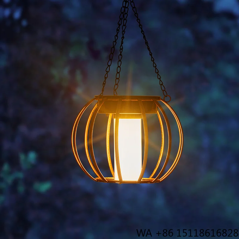 IP65 Waterproof Solar Iron Birdcage Hanging Lantern Outdoor Decorative LED Metal Light for Garden Patio Yard Landscape