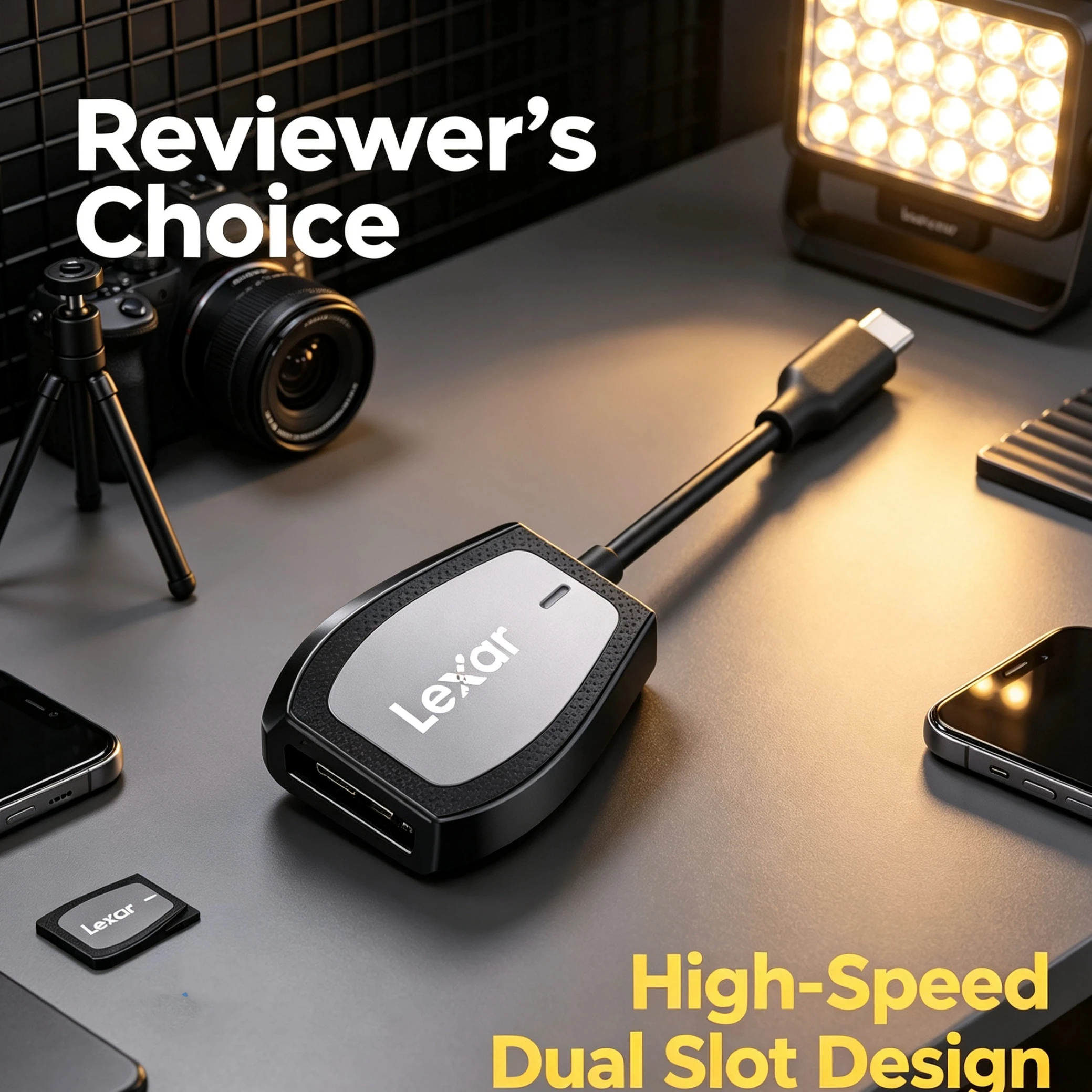 Lexar SD TF Card Reader USB 3.2 Type C Dual Slot UHS-II 312MB/s Fast Memory Card Reader Adapter for Camera GoPro Drone MacBook