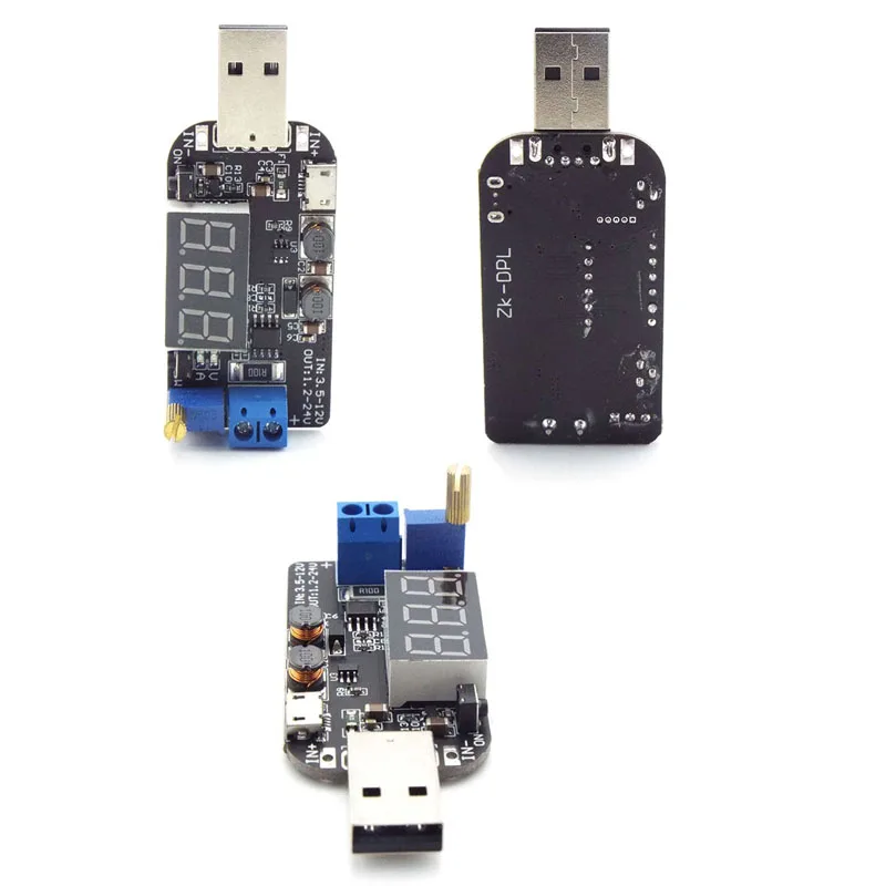 USB Micro USB 5V to 3.3V 9V 12V 18V 24V Adjustable Buck-Boost Power Supply Voltage Regulator Module LED Display B4