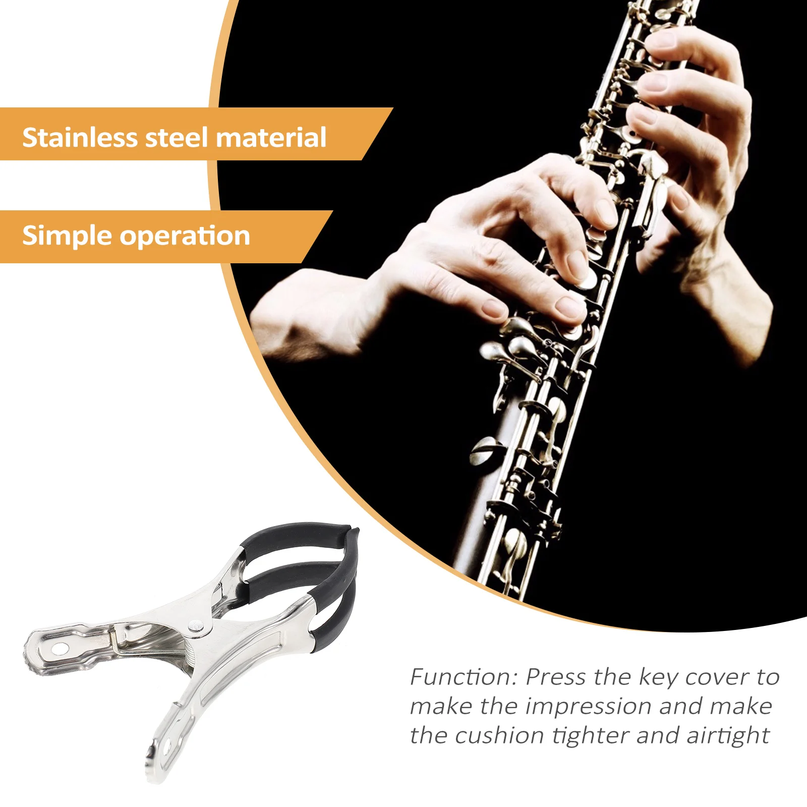 

Saxophone Repair Clip Durable Stainless Steel Indentation Tool for Wind Instrument Maintenance Pad Replacement