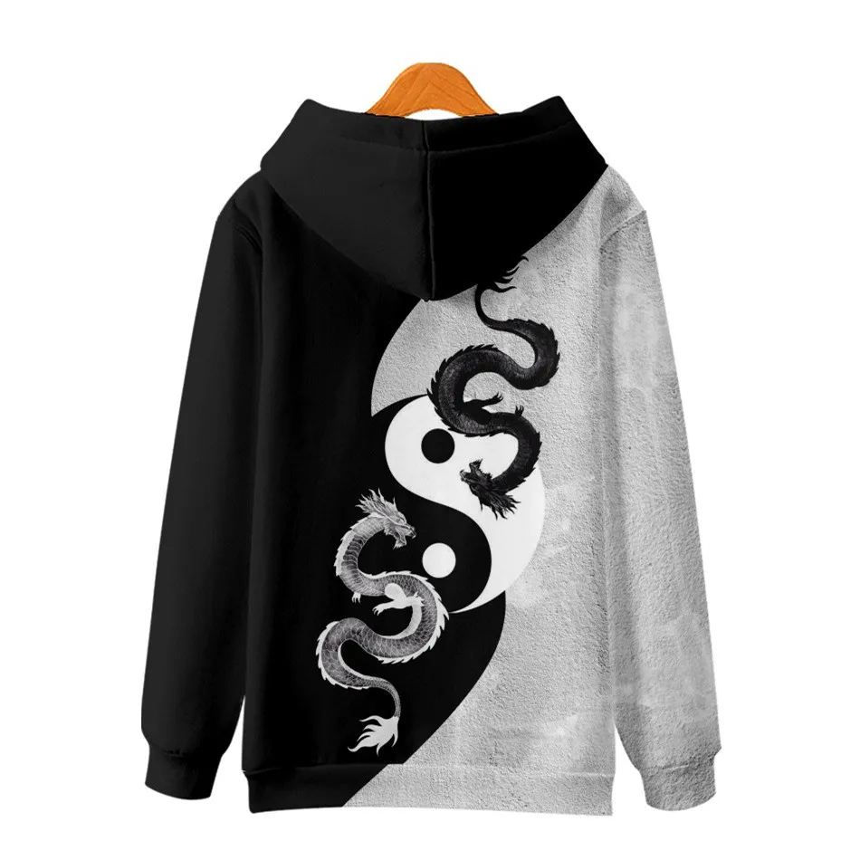 Autumn Couple 3D Chinese Tai Chi Dragon Printed Long Sleeve Pullover Hoodies Casual Men Women Sweatshirt Harajuku Streetwear