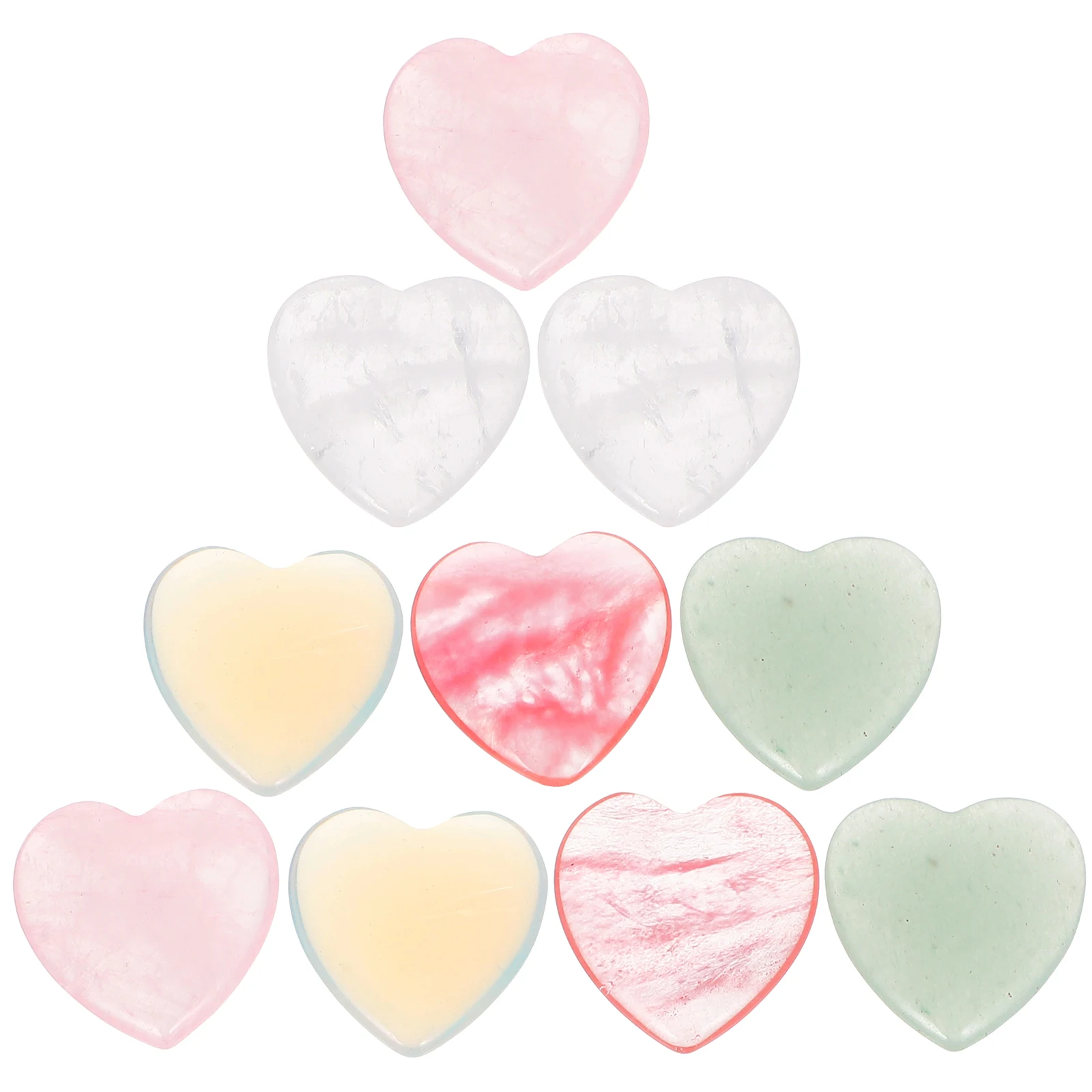 

10pcs Crystal Heart Ornaments Natural Heart-Shaped Decorations Multi-Color Fine Craftsmanship Table Office Decor Crystal Statues