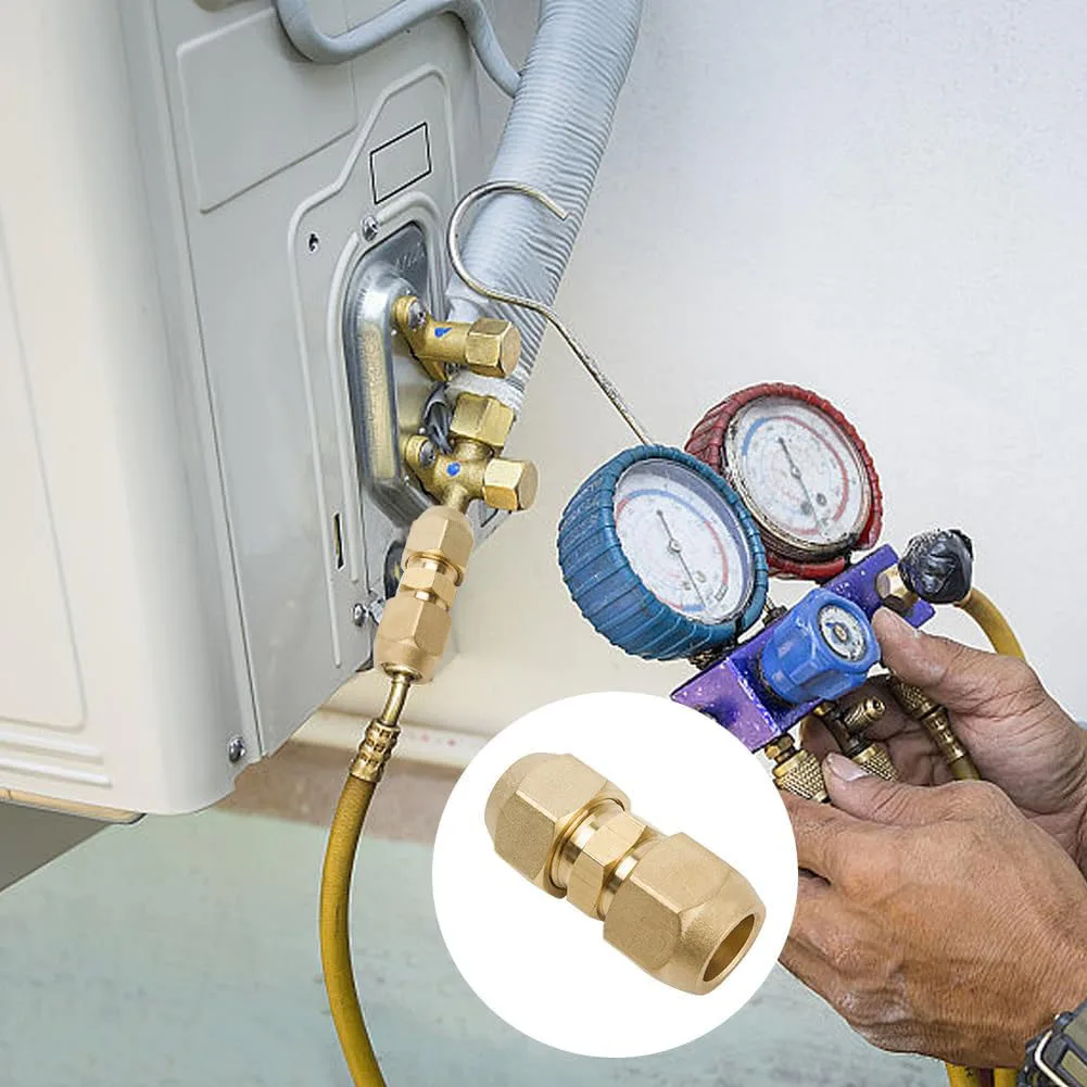 2 Stuks Airconditioning Koperen Pijp Connector Uitbreiding 1/4 "3/8" 1/2 "5/8" Draad Adapter Quick Joint Fittings Voor Airconditioning