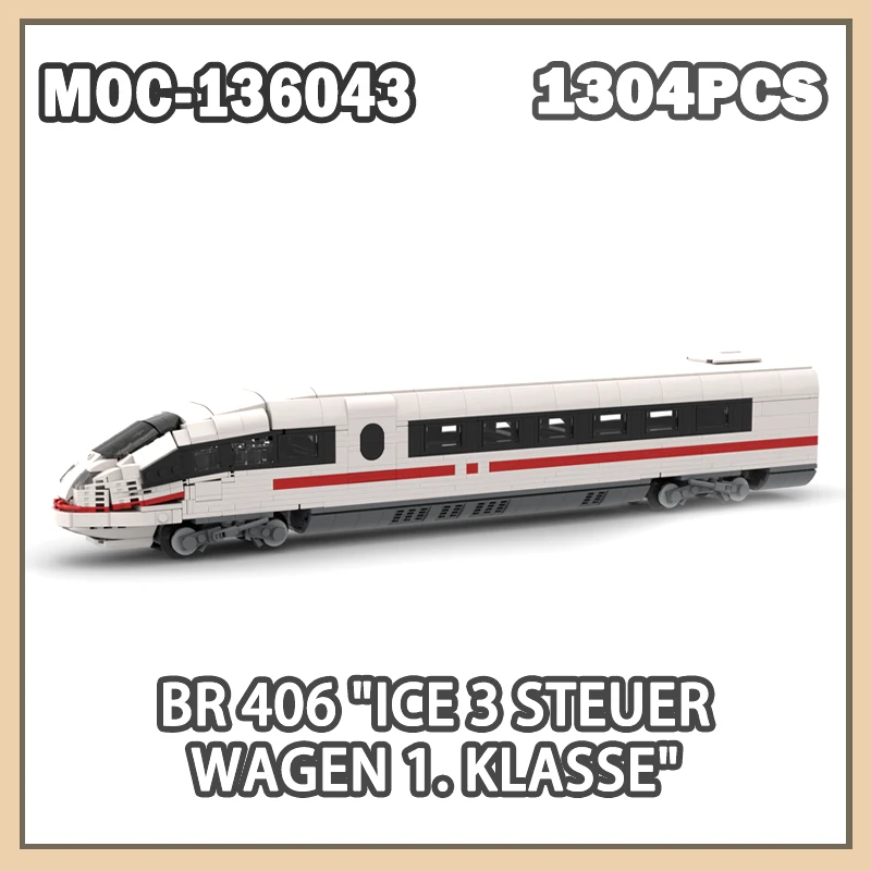 

MOC-136043 Railway Track BR 406 ICE 3 Steuer Wagen 1. Klasse Building Block Model Brick CITY Transport set adults GIFTS 1304PCS