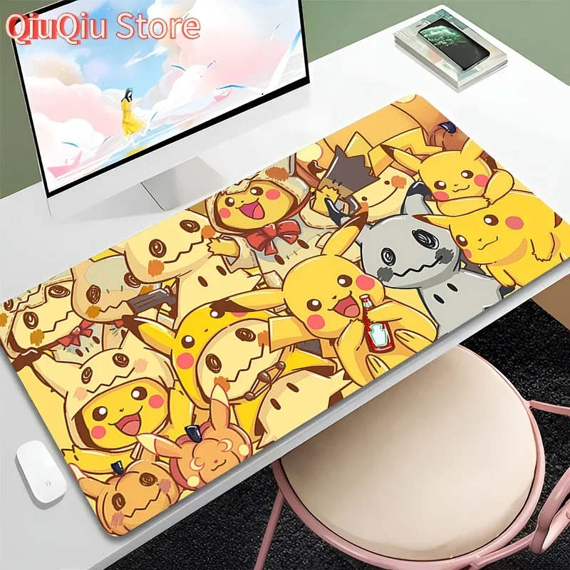 XXL 핫 애니메이션 피카츄 마우스패드 귀여운 사무실 고무 책상 매트 귀여운 키보드 액세서리 미끄럼 방지 마우스 패드 맞춤형 게이머 카펫