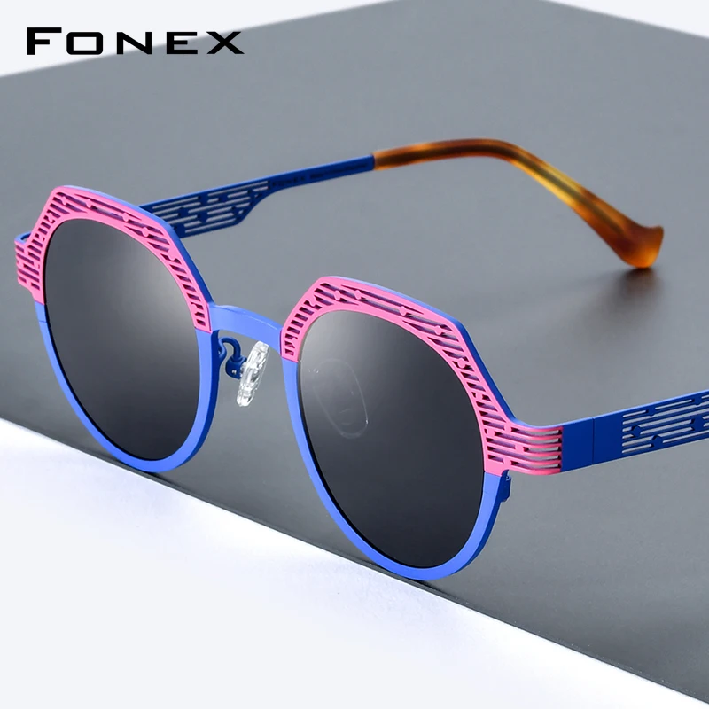 FONEX Titanium Sunglasses Men Brand Design Vintage Retro Round Sun Glasses Women High-end Japanese Shades 85815T