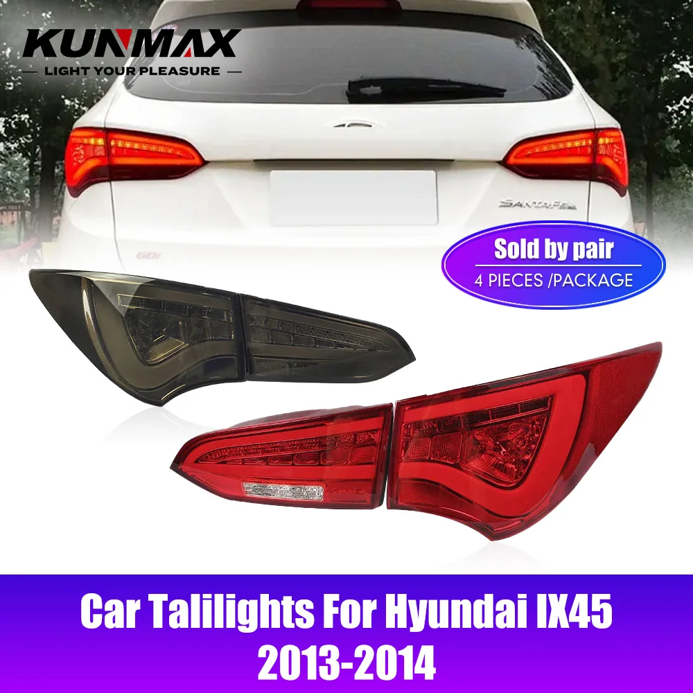 2PCs Car Tail Light Assembly For Hyundai Santa Fe IX45 2013-2014 LED Tailights DRL Brake Light Flowing Water Flicker Tail Lamps
