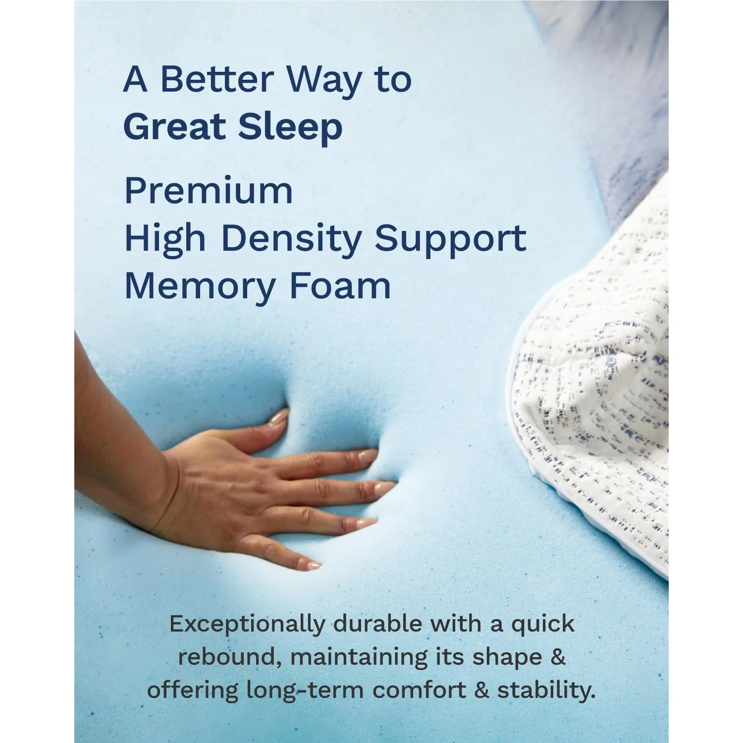 Topper de colchão de espuma viscoelástica de 3 polegadas Queen - Select Almofada de colchão ventilada de alta densidade - Capa de rayon removível premium