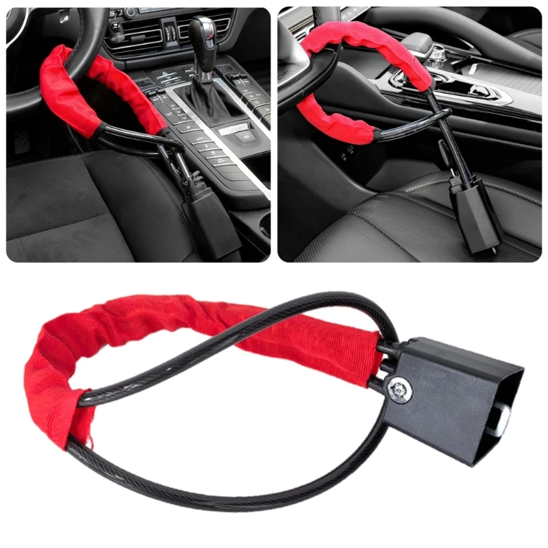 

H3CE High Security Vehicle Steering Wheel Lock Metal Construction Compact Design Security Device Universal Compatibility