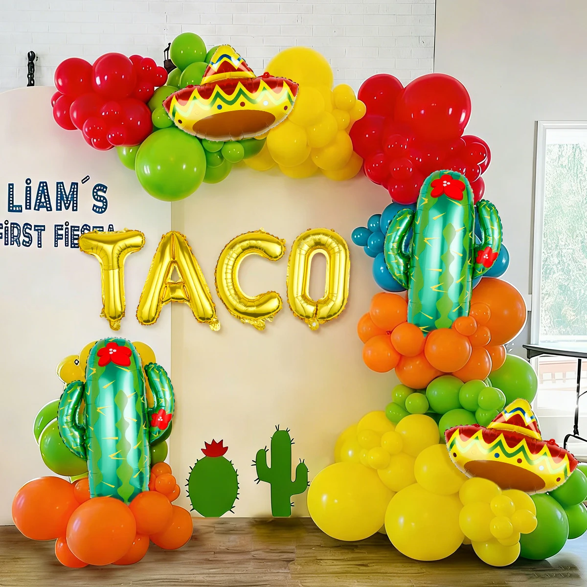 8-Piece Carnival Theme Party Balloon Set – Mexican Carnival Party Decorations, Taco Party, Cinco de Mayo, Mardi Gras