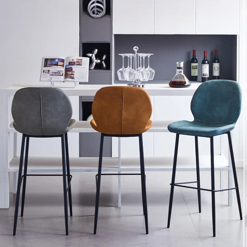 Sillas de Bar de diseño marrón verde azulado, sillas de Bar nórdicas de moda de calidad para sala de estar, Taburete minimalista moderno, muebles para el hogar
