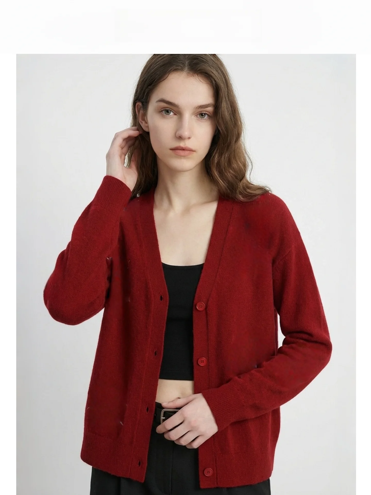

Easter Rabbit Hair Knitted Sweater Coat Women's Loose Sle Spring Cardigan Red Color New Year's Lazy Faion Outerwear