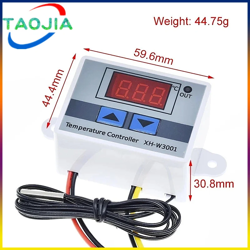 10A 12V 24V 220VAC Digital LED Temperature Controller XH-W3001 For Incubator Cooling Heating Switch Thermostat NTC Sensor