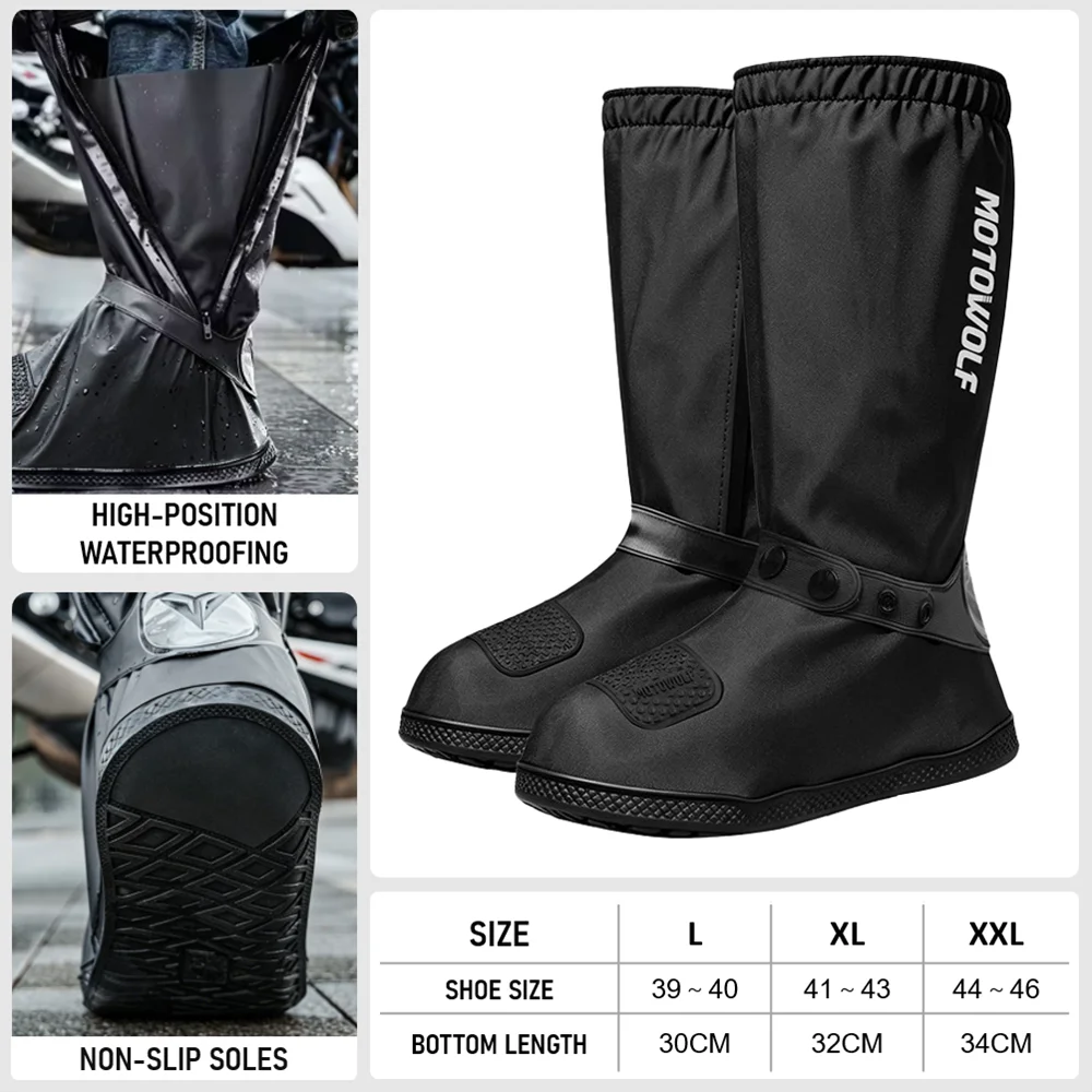 Motorcycle High Tube Rain Boots Covers Waterproof Rainproof Non-Slip Motocross Scooter Reusable Riding Rain Shoes Cover