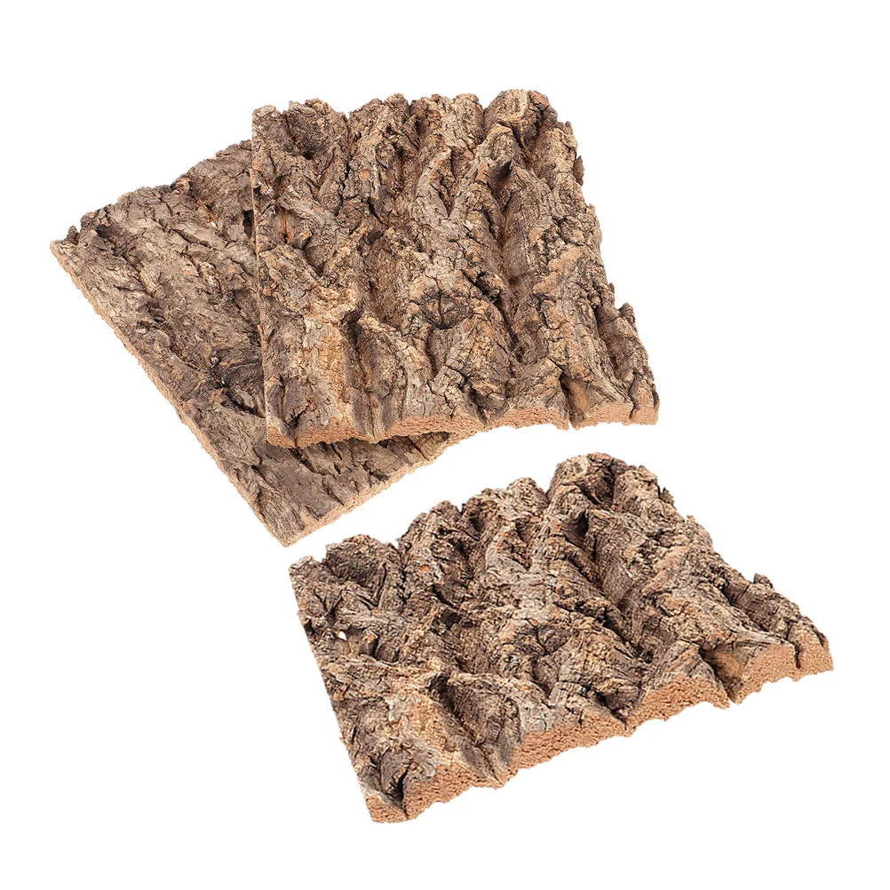 

3Pcs Simulated Tree Bark Decor Realistic Texture Reptile Cork Terrarium Background Lizard Snake Bearded Dragon Tank Accessories