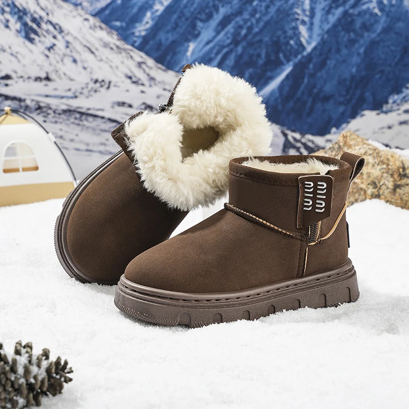 2026 مصمم الشتاء الأطفال نِعال من الفراء تسمان فتاة صبي طفل الثلوج حذاء بوت بطول الكاحل طفل كلاسيكي أطفال ماركة فاخرة صغيرة حذاء دافئ #5
