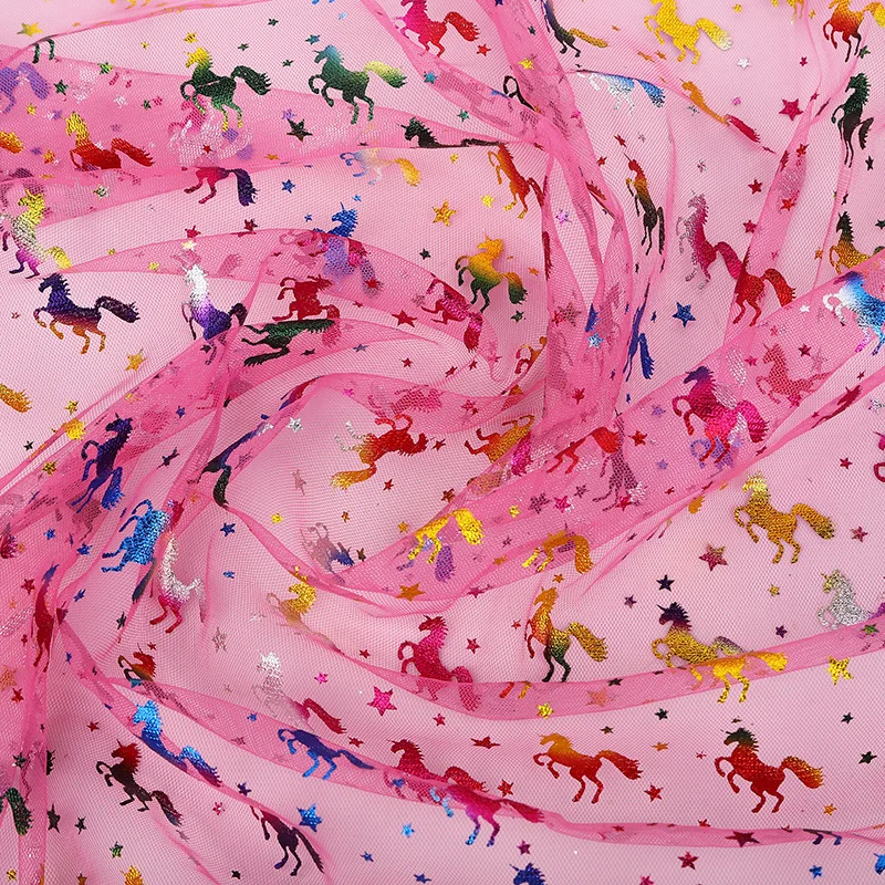 

Красочный единорог, бронзовая сетчатая пряжа, сетчатая ткань с ромбами, детское платье, декоративная ткань, мягкая упаковка счастливыми конфетами и цветами