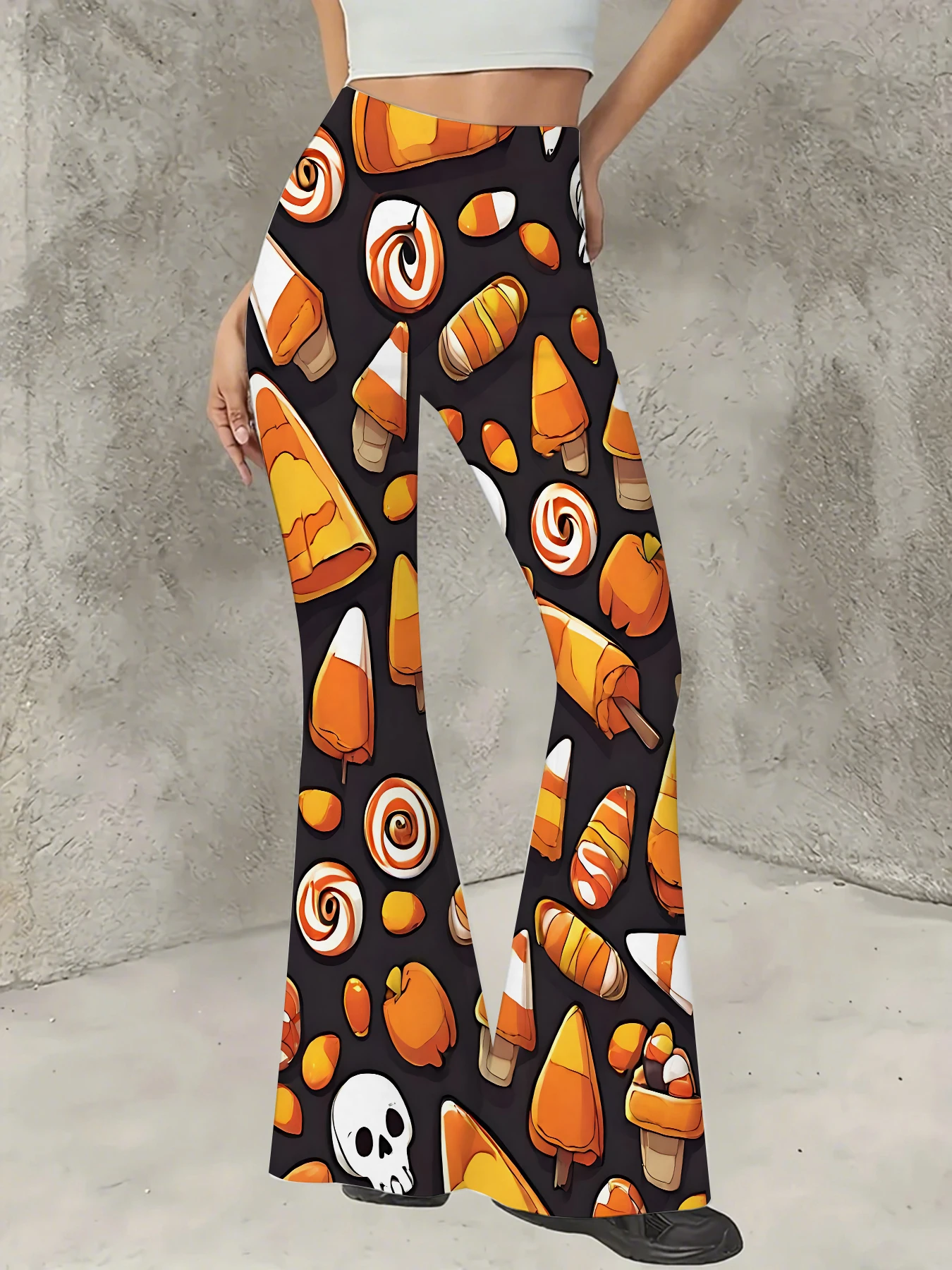 

Women's All-Over Print Flared Leggings Stretchy High Waist Bell Bottom Pants