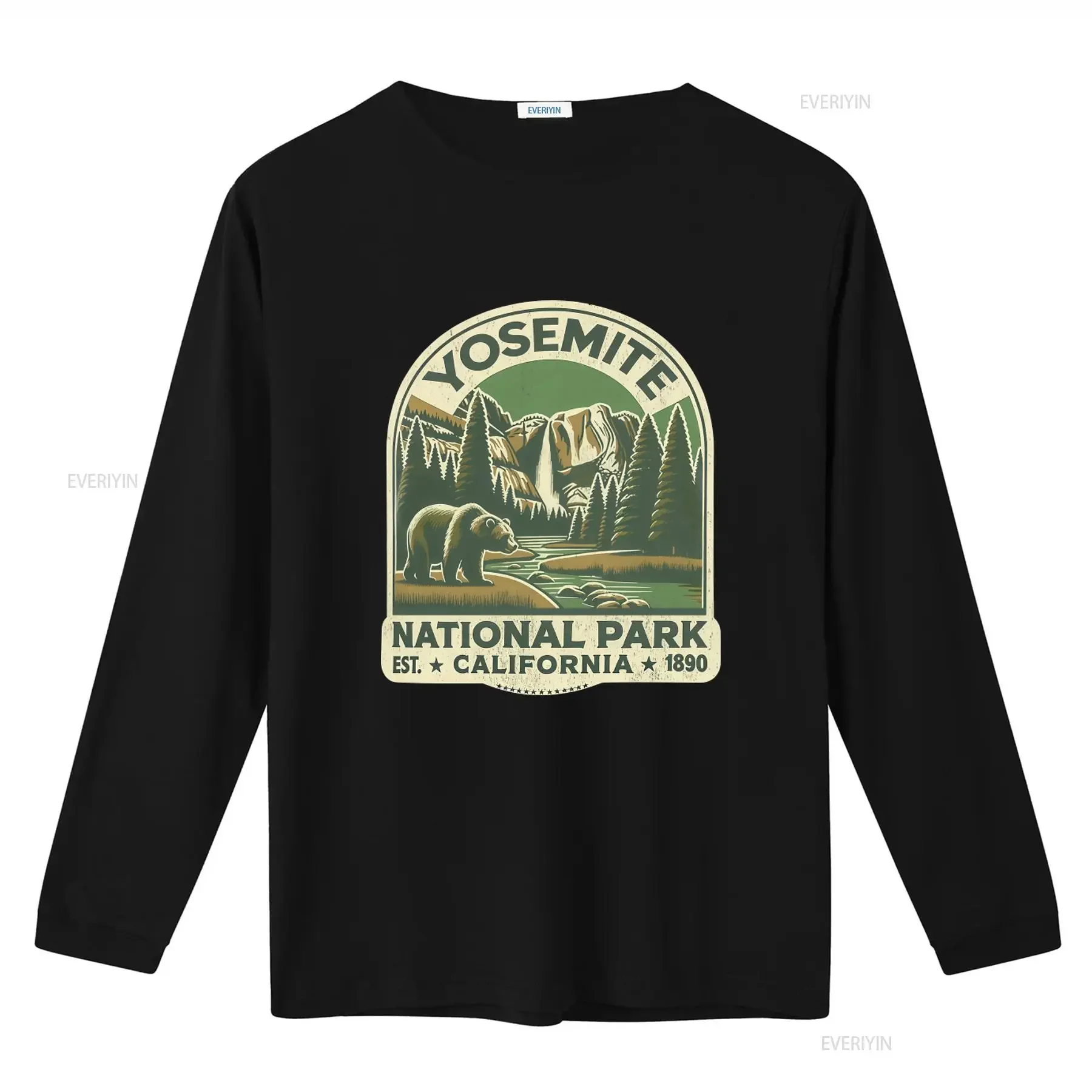 Vintage Yosemite National Park T Shirt Crewneck for Camping Hiking California Trip Travel with Waterfall Design vintage Washed