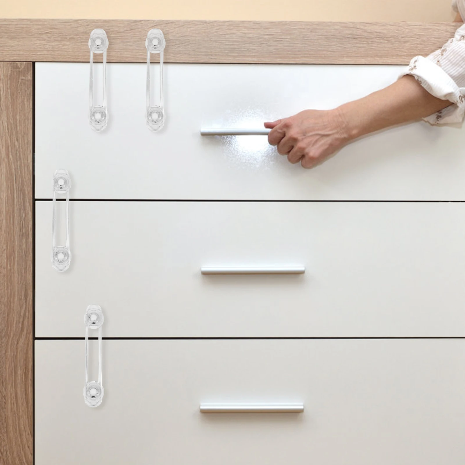 

10 PCS Childproof Security Lock Drawer Locks Proofing Latches Cabinet Transparent Accessories