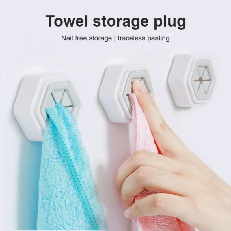 Creative Towel Storage Buckle Home Storage Kitchen Accessories For Kitchen Towel Plug Holder Waterproof Tool Punch Free