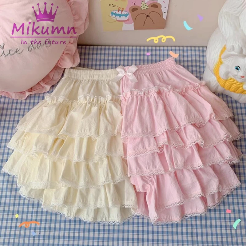 Mikumn Harajuku Japanese Lolita Kawaii Jk Bloomers Women Sweet Lace Ruffles Cotton Pumpkin Pants Y2k Girls Cute Shorts Skirts