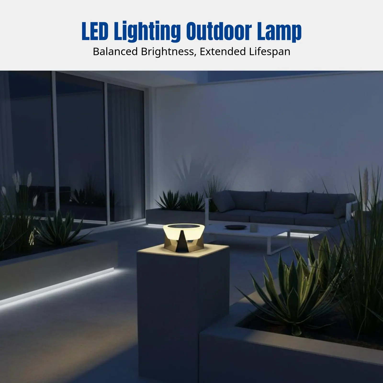 

Солнечный водонепроницаемый столбчатый светильник, уличный светодиодный фонарь для столбов, нержавеющая сталь и ПЭ, для виллы, газона, двора, современный минималистичный дизайн