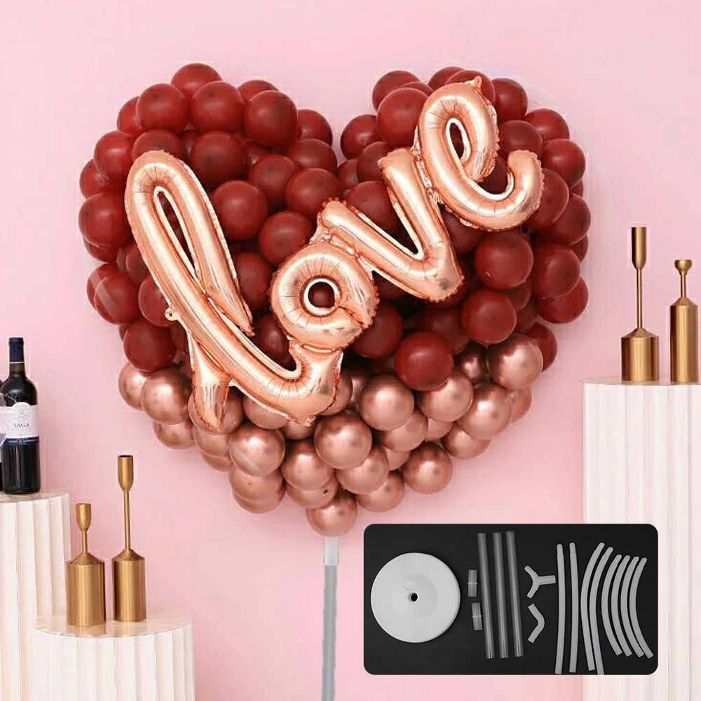 Heart Shaped Balloon Column Base Stand Reusable Wedding Garland Arch Holder for Birthday Party Baby Shower Home Decoration