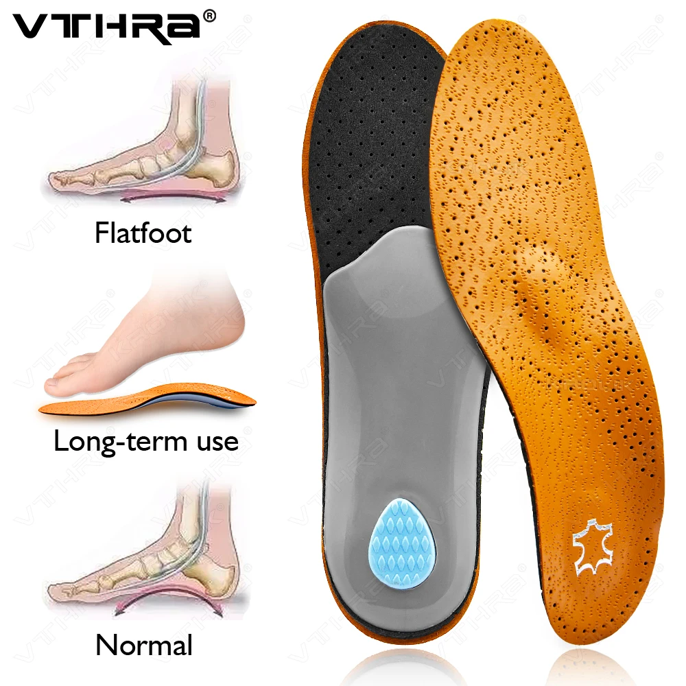 PU Leather Orthopedic Insole Orthotic Arch Support Flat Foot Shoe Pad ...