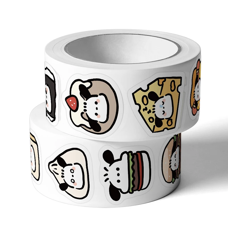 Autocollants mignons de dessin animé Sanurgente Pochacco, décalcomanies pour ordinateur portable, scrapbooking, jouets Kawaii, cadeaux, 1 rouleau