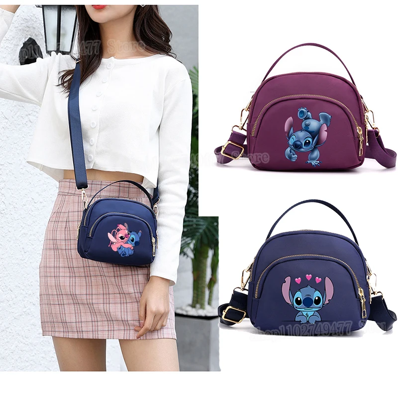 Disney&Stitch Shoulder Bag Cartoon Anime Satchel Casual Nylon Cloth Packet Fashion Women Crossbody Pockets Simple Coin Purse