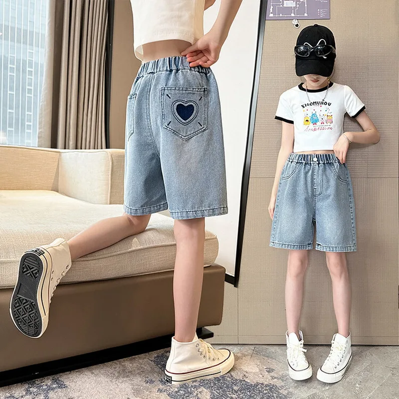 Teens Girls Denim Shorts New Summer Fashion Girl Short Jeans Children Girls Jeans Shorts Solid Girls Half Pants Clothing image 2