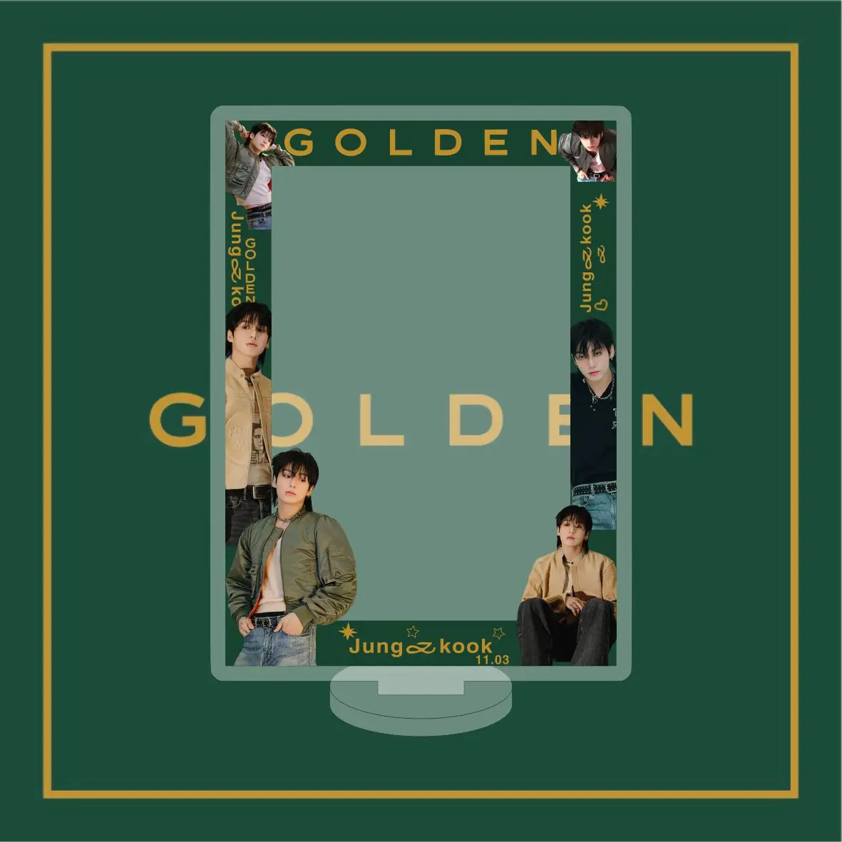 10.6cm Kpop idol JK New Album GOLDEN Acrylic Photo Picture Frame Cards Display Stand Home Decor Desktop Ornaments Gift