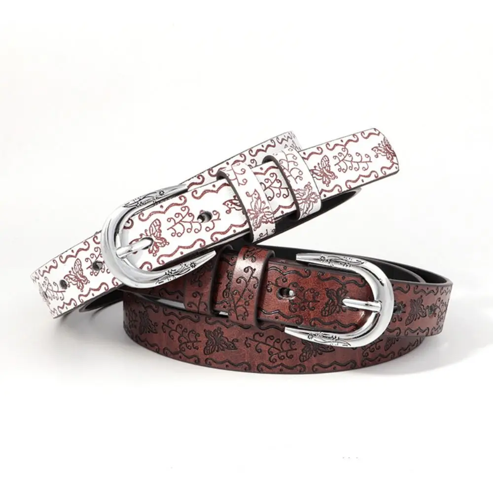 

Rock Hip Hop Bohemian Style Belt Punk Y2K Embossed Leather Belt Versatile Worn Waist Belt