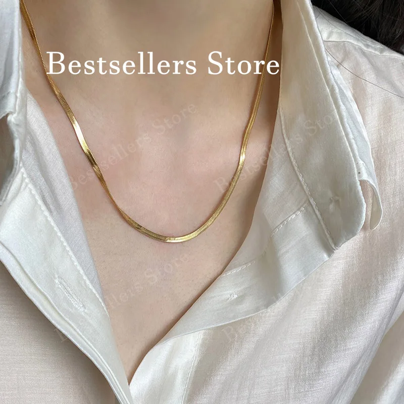 925 Sterling Silver 18K Gold Blade Chain Necklace