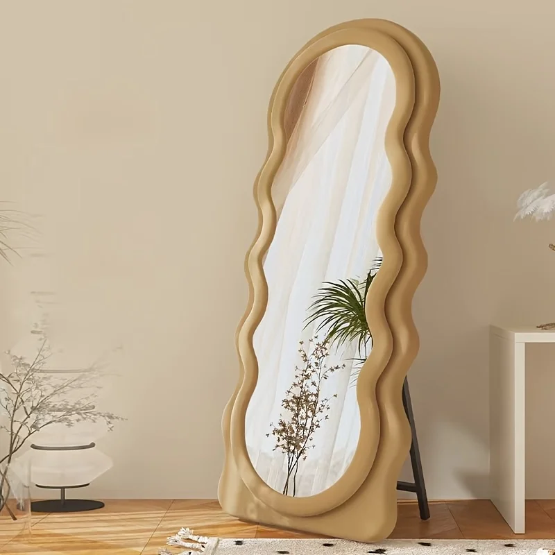 

Full-Length Mirror with Stand, Soft-Covered, Full-Body Mirror, Floor-Standing Mirror for Dressing, Household Wall-Mounted, Wall-Sticking, Easy, Dormitory, Bedroom, Hotel, And Bathroom Large Mirror, Living Room, Cloakroom