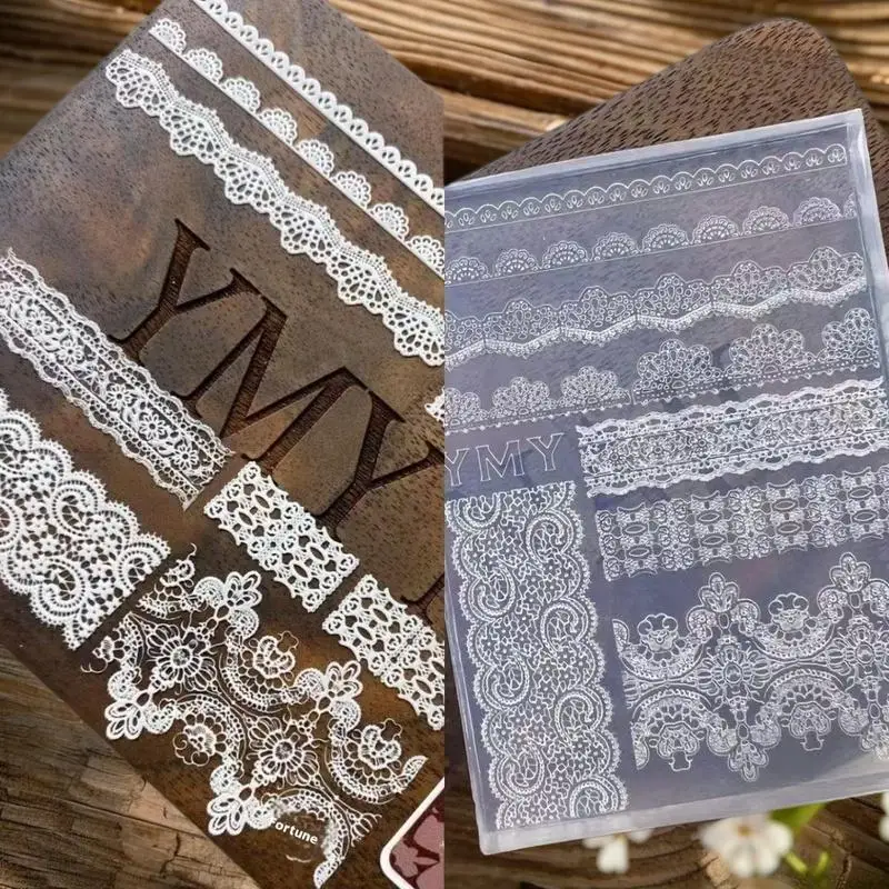 Stampi per unghie 3D in silicone fai da te, modelli di design trasparenti per nail art con nastro in pizzo, decorazioni per gioielli artigianali