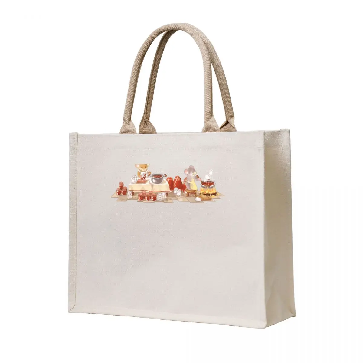 

Cottagecore Mice Making Strawberry Jam Tote Bag tote bag men Fabric bag ecological bags