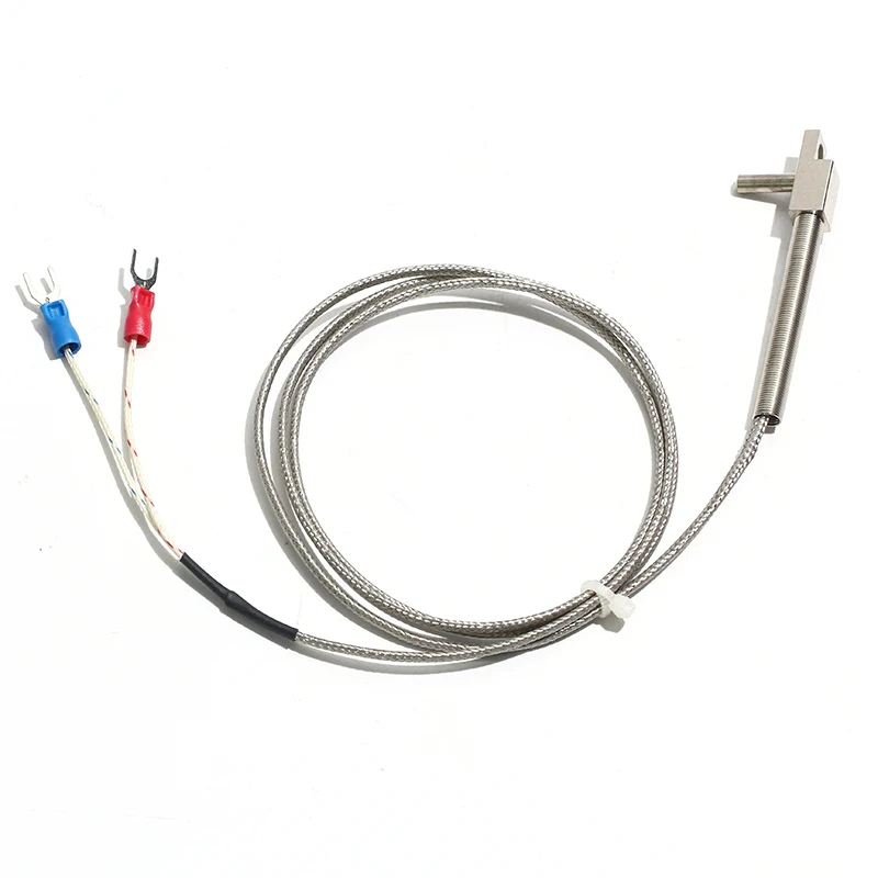 1PC K-Type E-Type Patch Surface End Thermocouple Cold Pressed Lug Probe Round Hole High Temperature Shielded Wire 1M/2M/3M/4M/5M