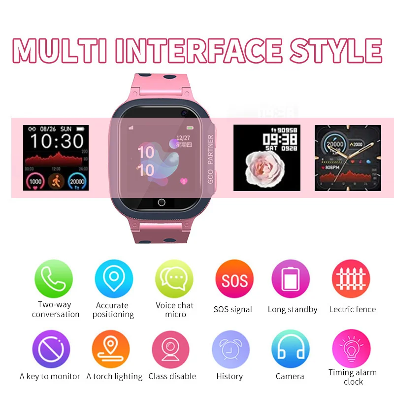 Kids Smart Watch Smartwatch à prova d'água para crianças Meninos Meninas com tela sensível ao toque Câmera Alarme SOS Chamada Localização Rastreador Sim Card