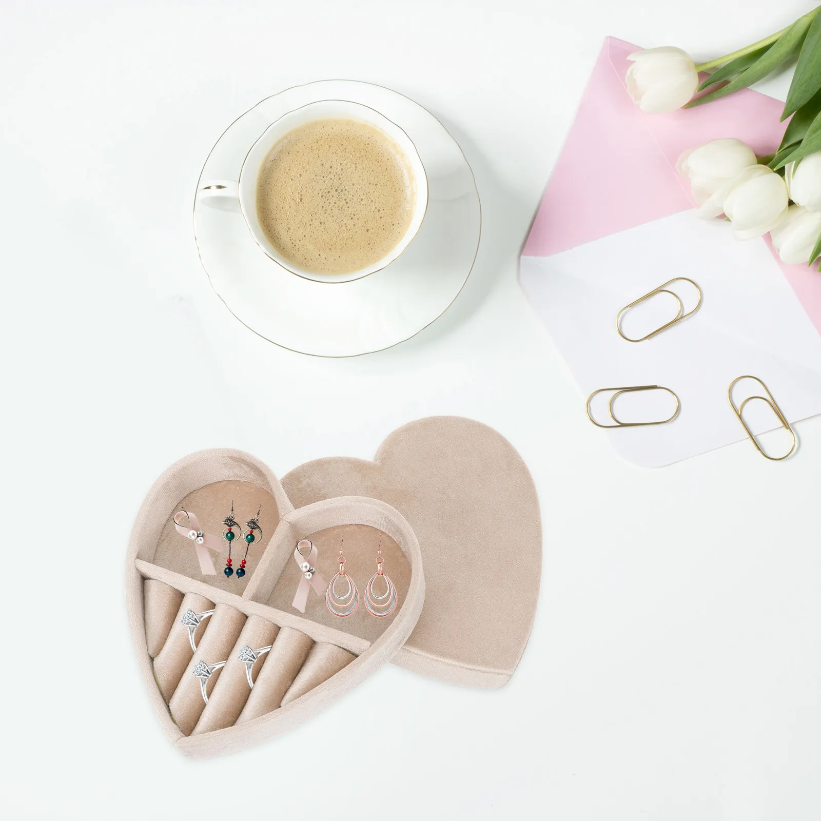 

Heart Shape Jewelry Box Portable Travel Organizer for Rings Earrings Necklaces Small Storage Case Heart Jewelry Box