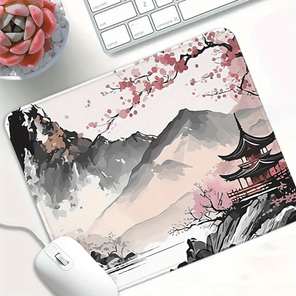 

Коврик для мыши с дизайном в стиле акварели «Цветущая вишня», маленький коврик для мыши, настольный коврик, нескользящий игровой коврик, аксессуары для ПК, коврик для ноутбука, офисный коврик