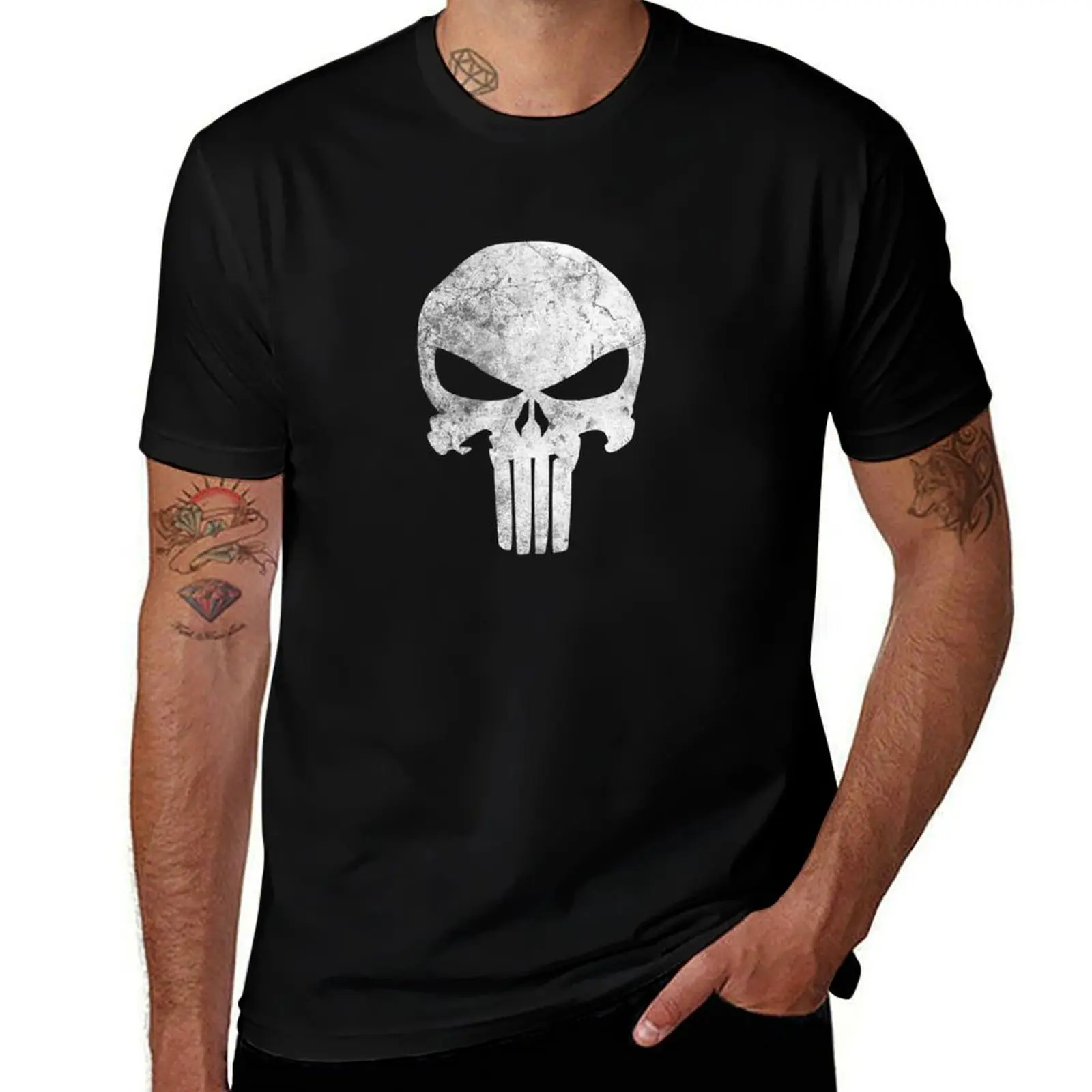 

Skull Symbol Distressed Graphic Hoodie T-Shirt man t shirt cotton high quality man t shirts for men T-Shirt