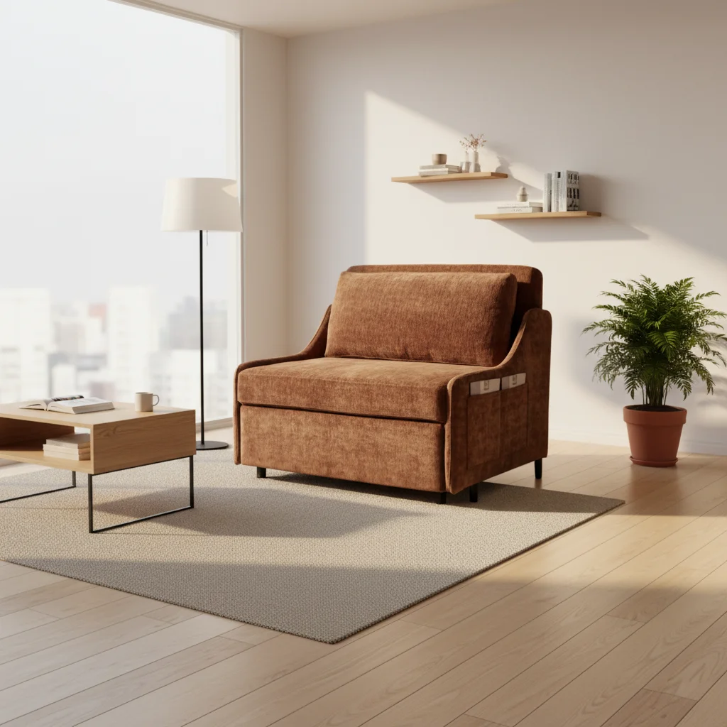 

Раскладной диван-кровать с местом для хранения вещей. Трансформируемый диван для гостиной экономит пространство.