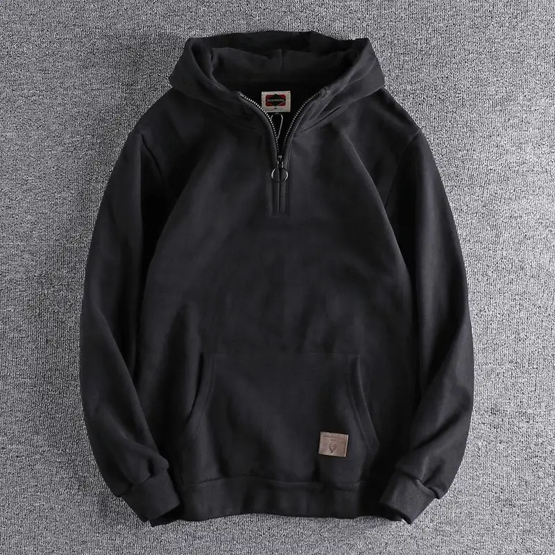 

Thiened Fce Hoodie Sweatirt f Open Collar Men's Casual Faionable Vintage Japanese Sle Youthful Breathable Warm ...