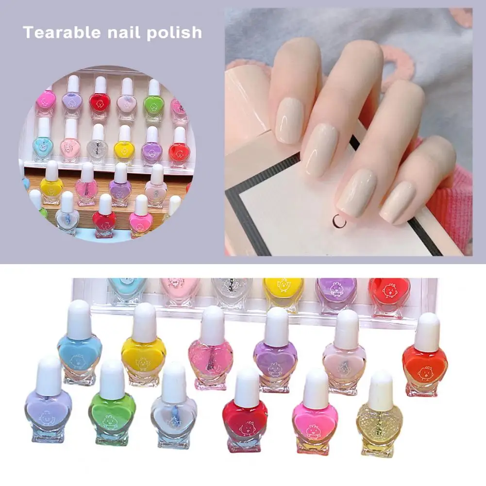 Safe Nail Polish for Children Safe Gentle 24pcs Kids Nail Polish Set Low Odor Quick Dry Peel-off Manicure for Girls for Young